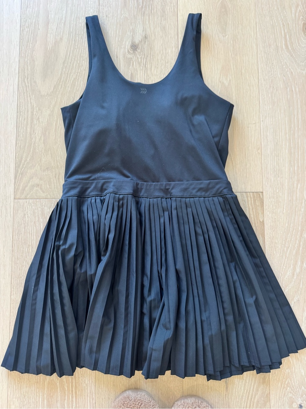 Womens Black Pleated Tank Dress - Picture 2 of 5
